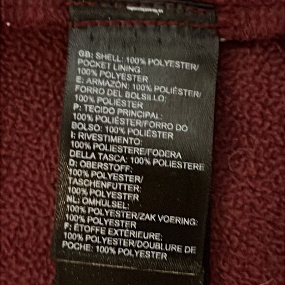 The north face fleece-lined hooded jacket   Burgundy maroon size smalll petite - Picture 8 of 8